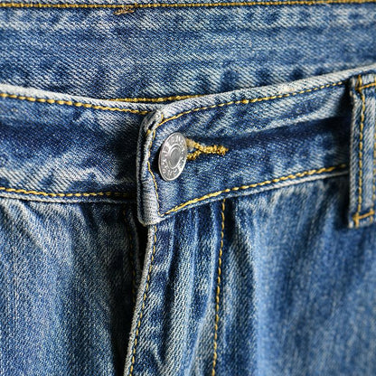 Buykud Casual Button Pure Color Banana Jeans