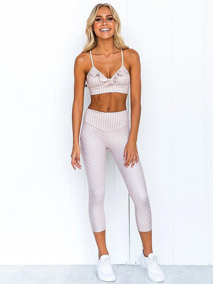 Falbala Padded Gym Bra And Leggings Suits