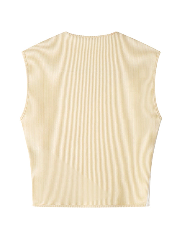Original Irregular Contrast Color Split-Joint Vest Top
