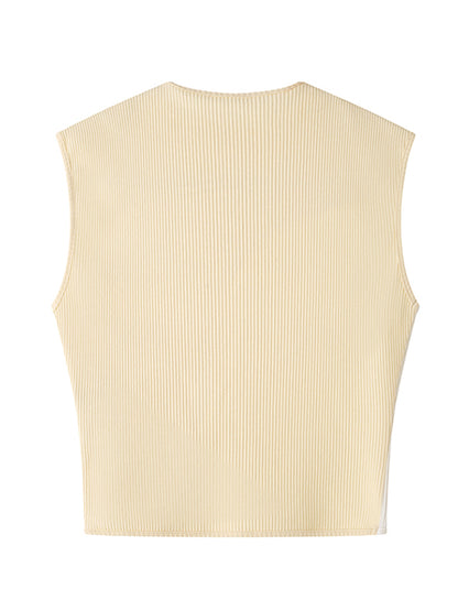 Original Irregular Contrast Color Split-Joint Vest Top