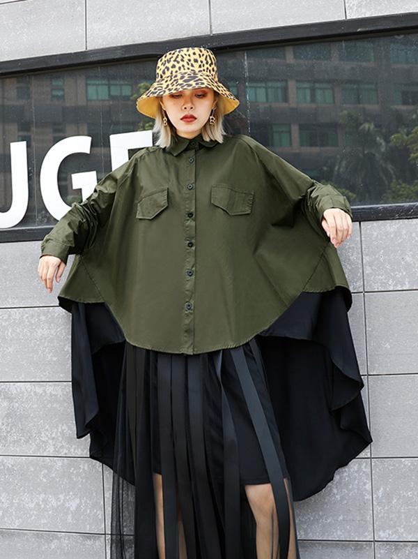 Original Irregularity Split-Joint Gauze Blouses&Shirts Tops