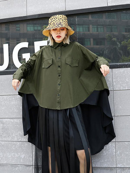 Original Irregularity Split-Joint Gauze Blouses&Shirts Tops