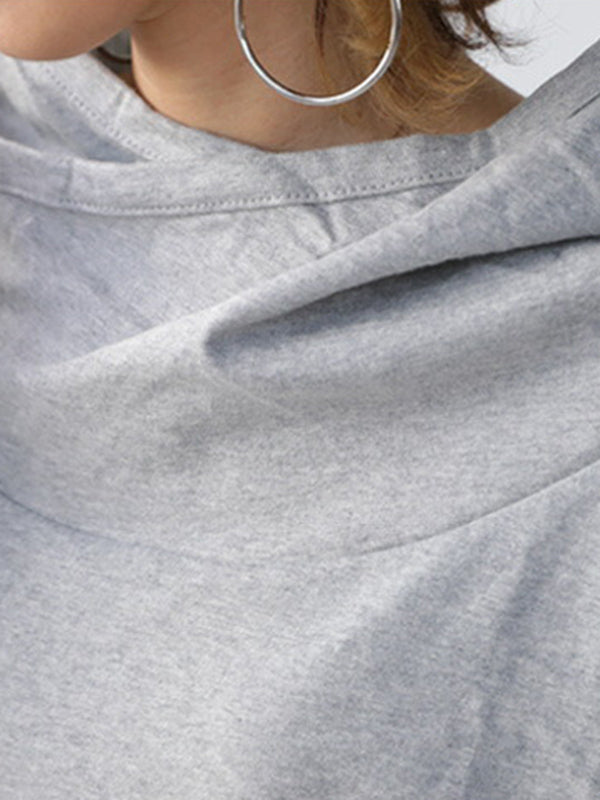 Simple Casual Solid Color Heaps Collar Long Sleeves Hoodies