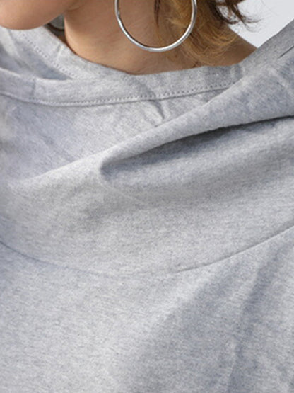 Simple Casual Solid Color Heaps Collar Long Sleeves Hoodies
