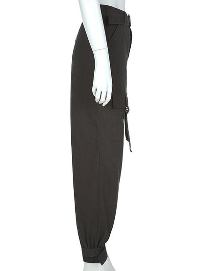 Fashion Ruffled Belted Cropped Pants