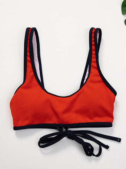 Sport-Style Solid Color Bandage Bikini Swimsuit