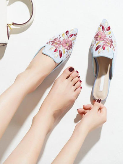 Pretty Embroidered Mules&Slides Shoes