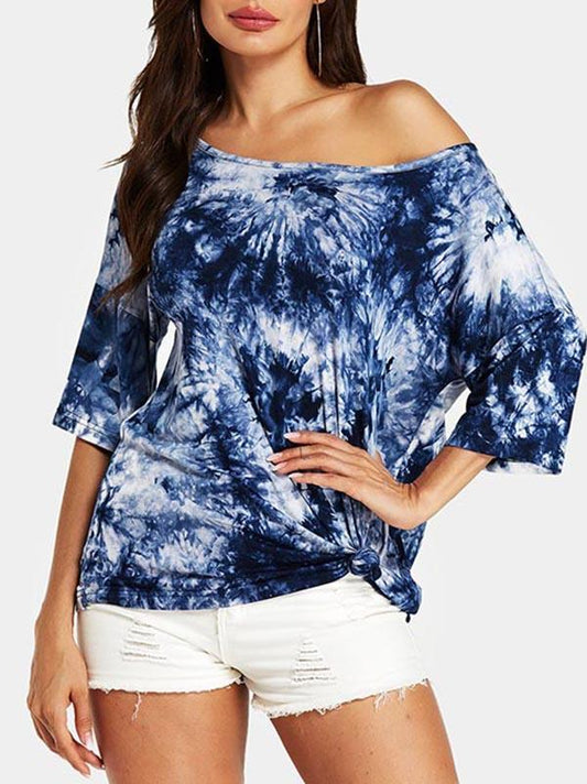 Round-Neck Strapless Printed Casual T-Shirt