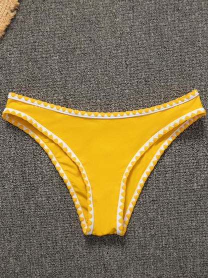 Solid Color Strapless Split Bikini Swimsuit