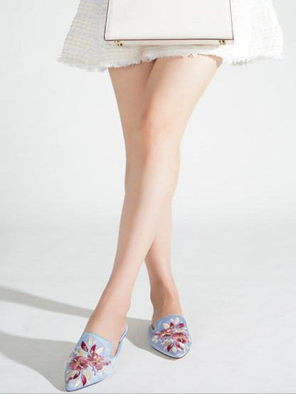 Pretty Embroidered Mules&Slides Shoes
