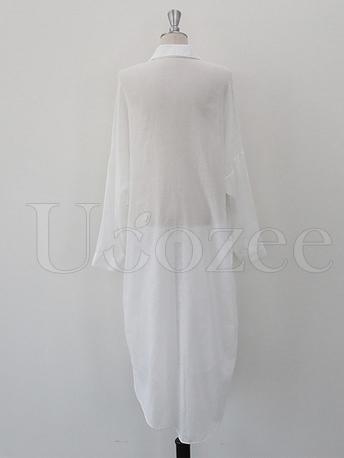 Loose Split-side Light White-shirt