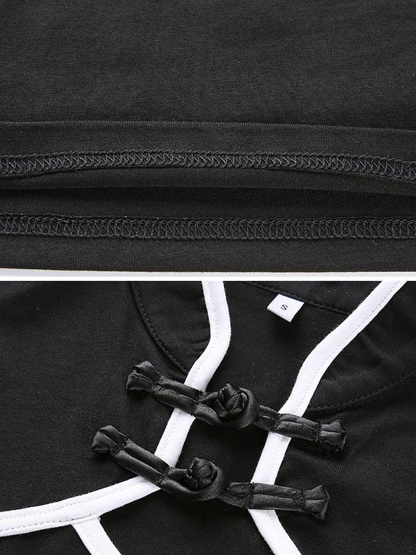 Vintage Chinese Style Mandarin Collar T-Shirt