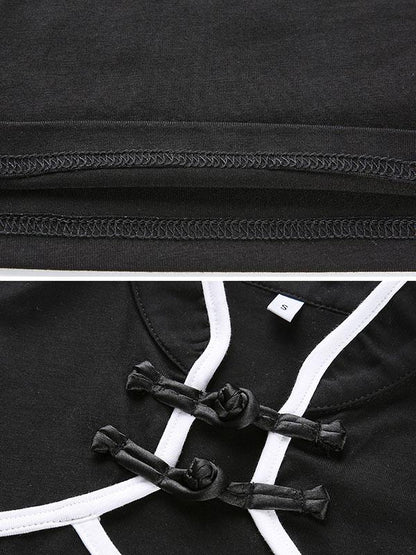 Vintage Chinese Style Mandarin Collar T-Shirt