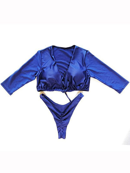 Plain Knot Front Bikinis Swimwear