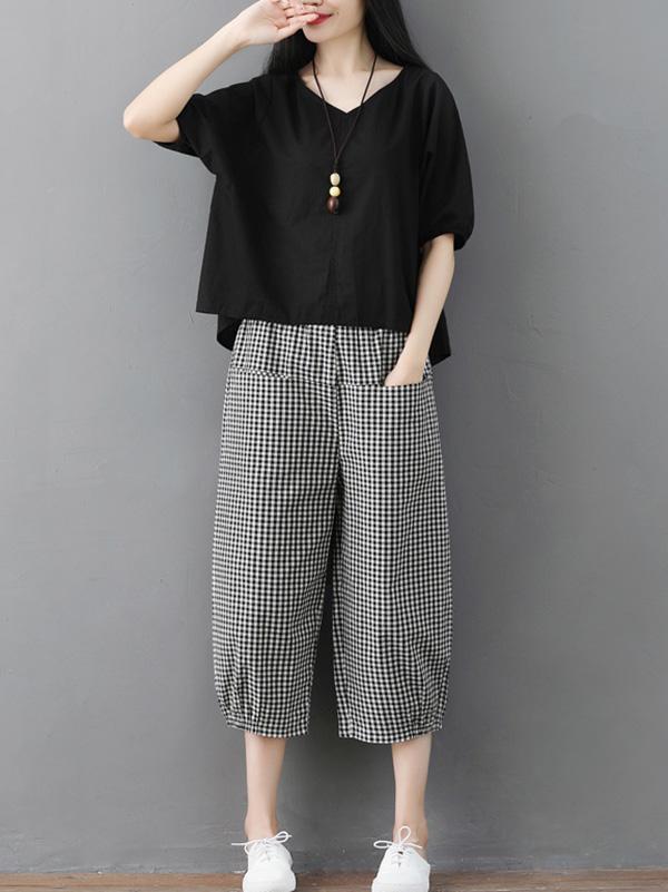 Ramie Cotton Loose Plus Size Summer Suits