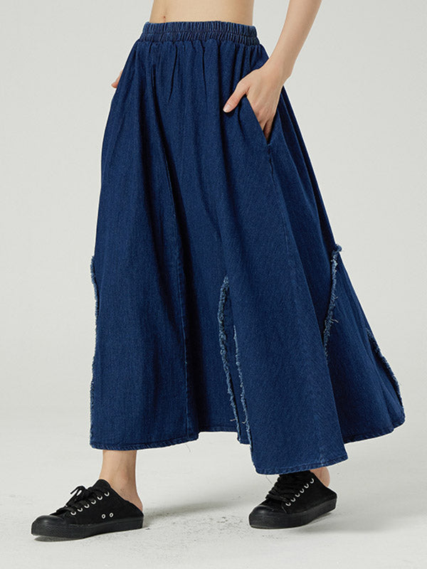 Simple Elasticity Waist Wide Leg Loose Pants