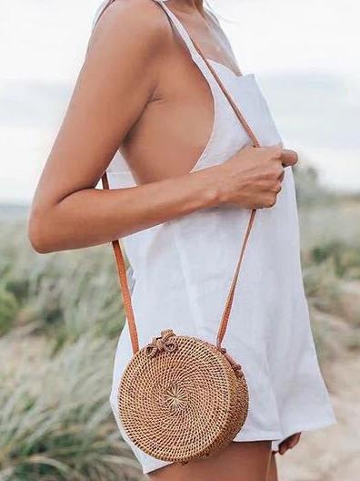 Hollow Rattan Knitting Bowknot Bohemia Bag
