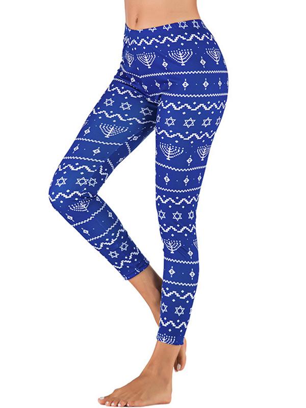 Deer Printed Christmas Element Leggings