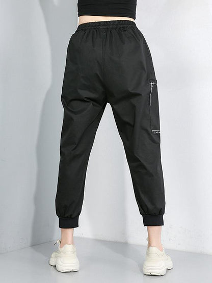 Loose Elastic Waist Design Tooling Harem Pants