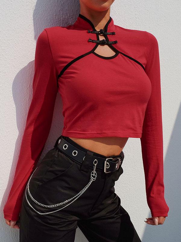 Vintage Chinese Style Mandarin Collar T-Shirt