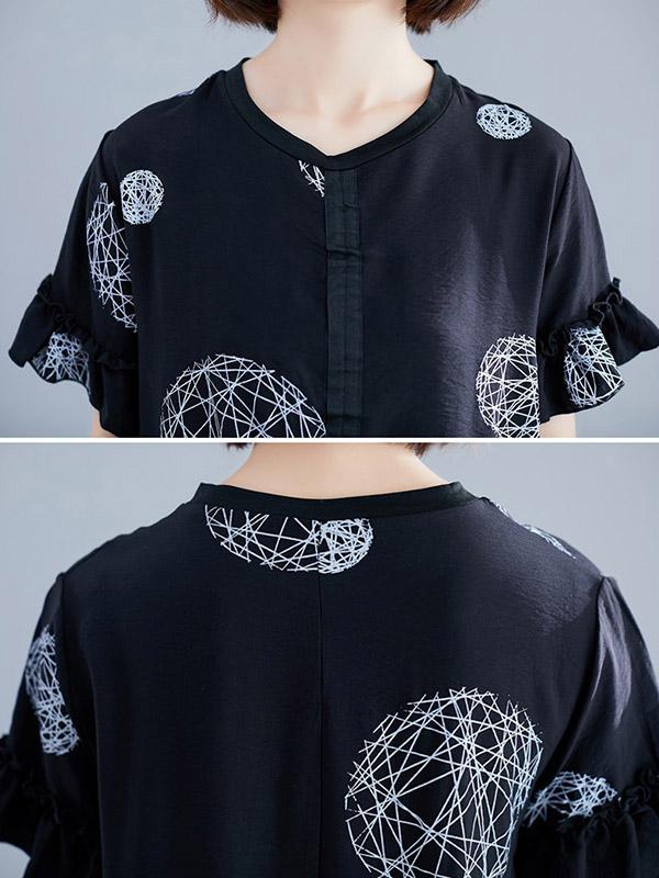 2019 Spring New Loose Falbala Split-joint Dress