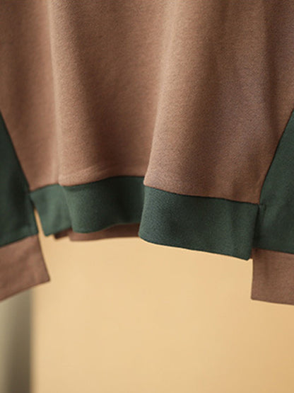 Casual Split-Joint Contrast Color Batwing Sleeve Hoodies