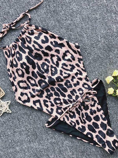 Halter-neck Plain One Piece Swimsuit