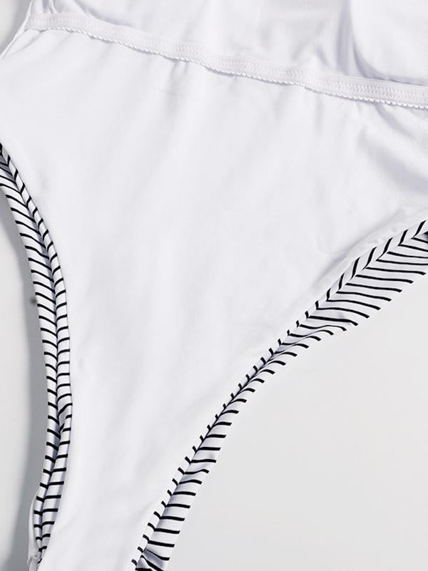 Striped Backless One-Piece Swimsuit