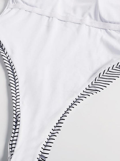 Striped Backless One-Piece Swimsuit
