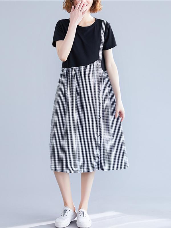 Plaid Split-joint Dress