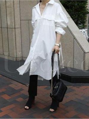 Casual Pocket Lace-up Long Shirt