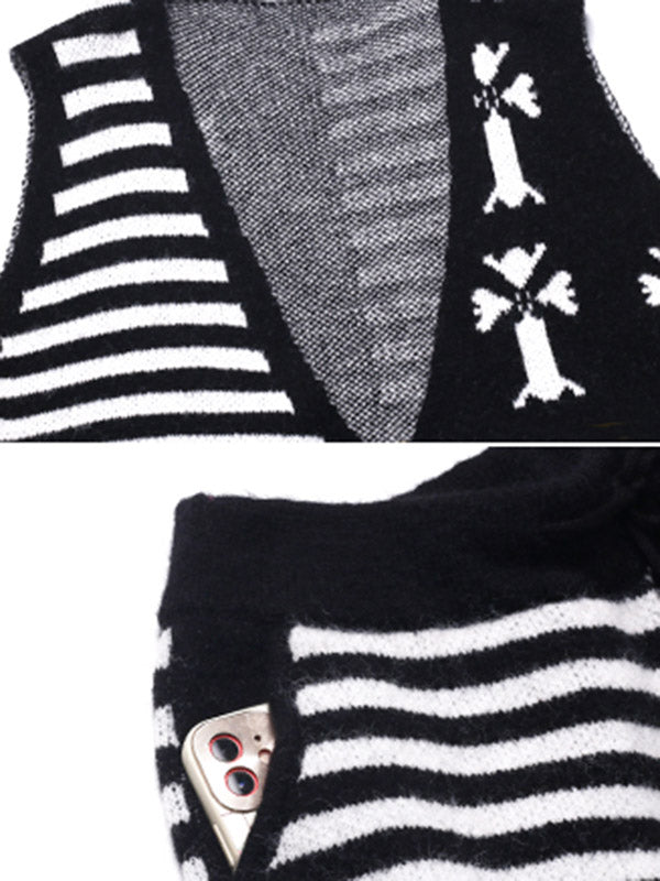 Fashion Printed Knitting  Vest & Shorts Separately 2 Pieces Set