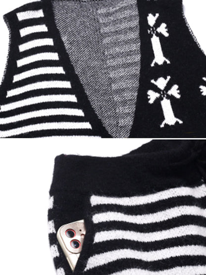 Fashion Printed Knitting  Vest & Shorts Separately 2 Pieces Set