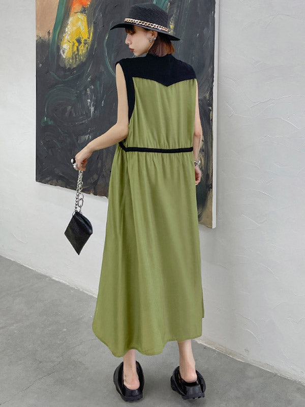 Original Sleeveless Drawstring H-Line Midi Dress