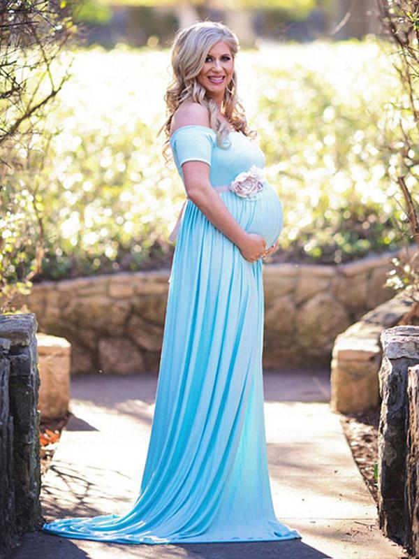 Maternity Off-the-shoulder Maxi Dress