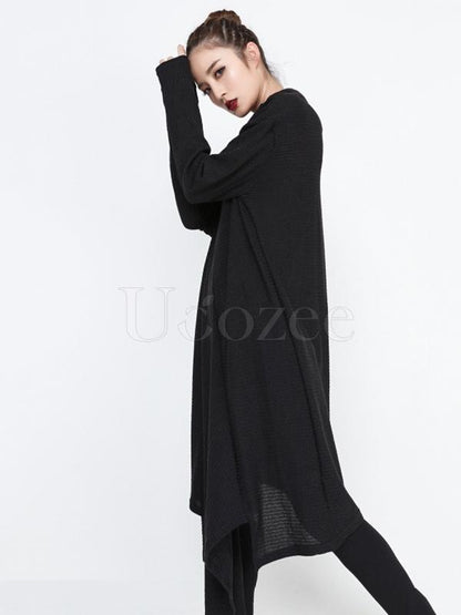 Loose Cropped Solid Goth Midi Dress