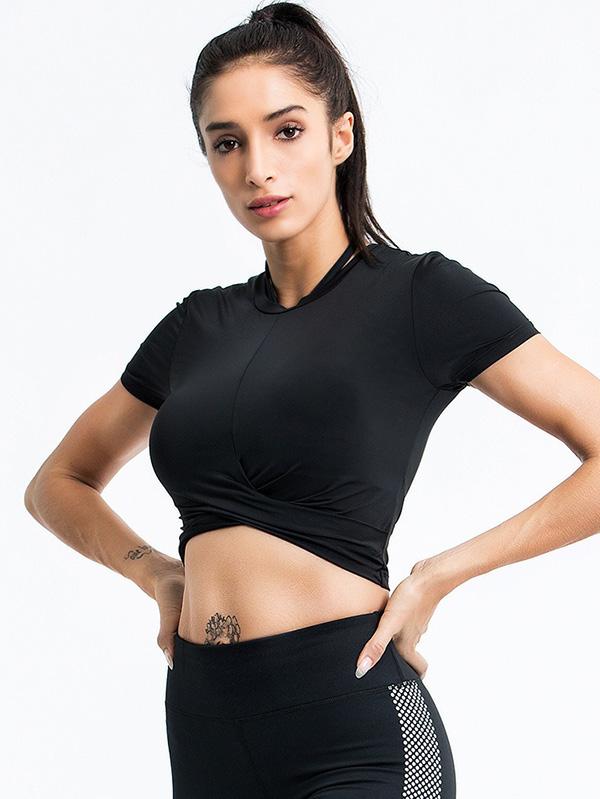 Solid Quick Dry Sports T-Shirt Yoga Tops