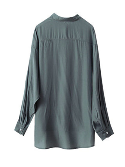 Original Solid Color Thin Lapel Blouses&Shirts Tops