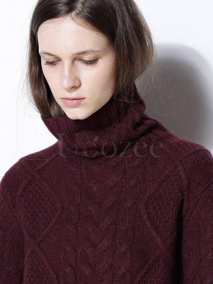 Loose High-neck Cashmere Solid Couple Sweater
