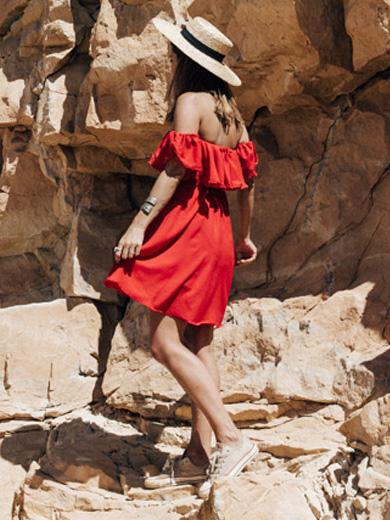Lace Flounces Off-Shoulder Mini Dress