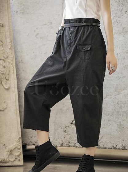 Loose Straight Leg Buttons Pants