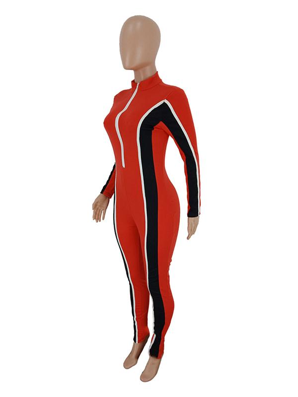 Fashion Casual Color-Block Sports Jumpsuits