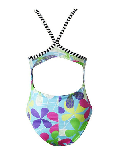 Hollow Back Floral One Piece Swimsuit