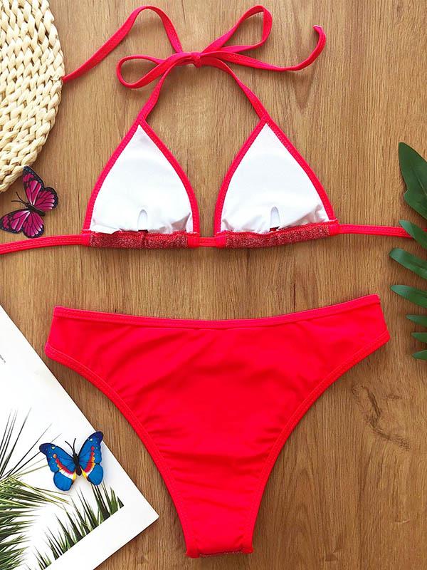 Sequined Triangle Split Bikini Swimsuit