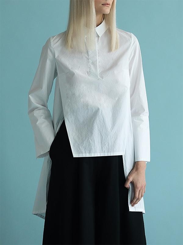 Original White High-low Split-back Blouse