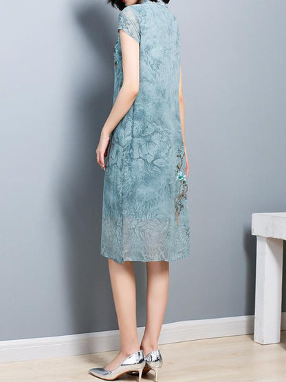 Loose Oversize Printed Split-side Dress