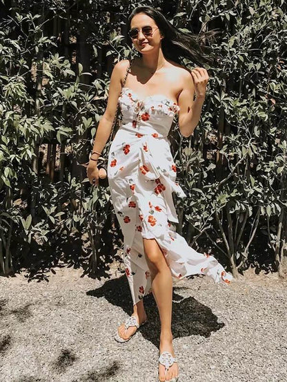 Vacation Strapless Printed Maxi Dress