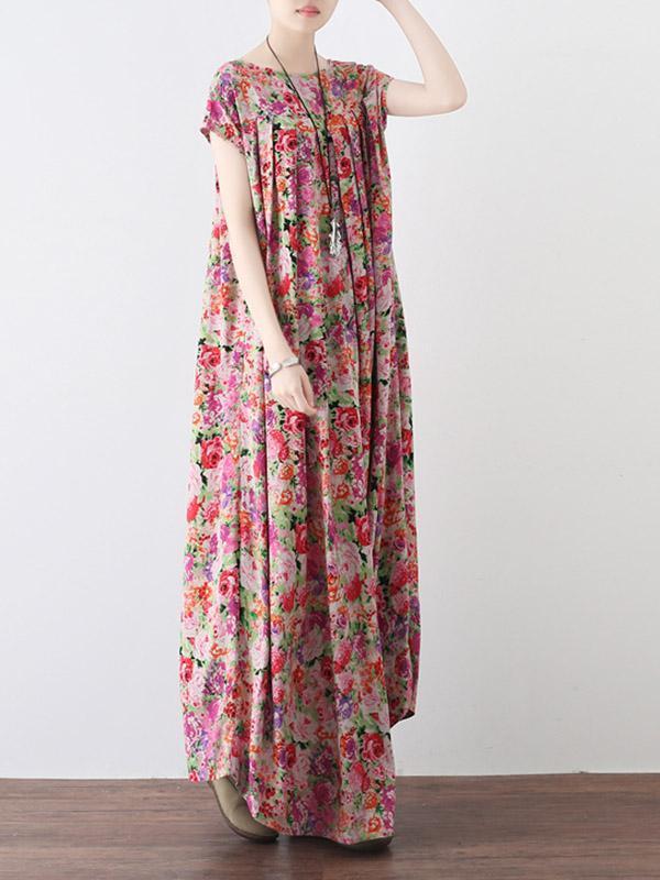 Original Floral Round-Neck Dress