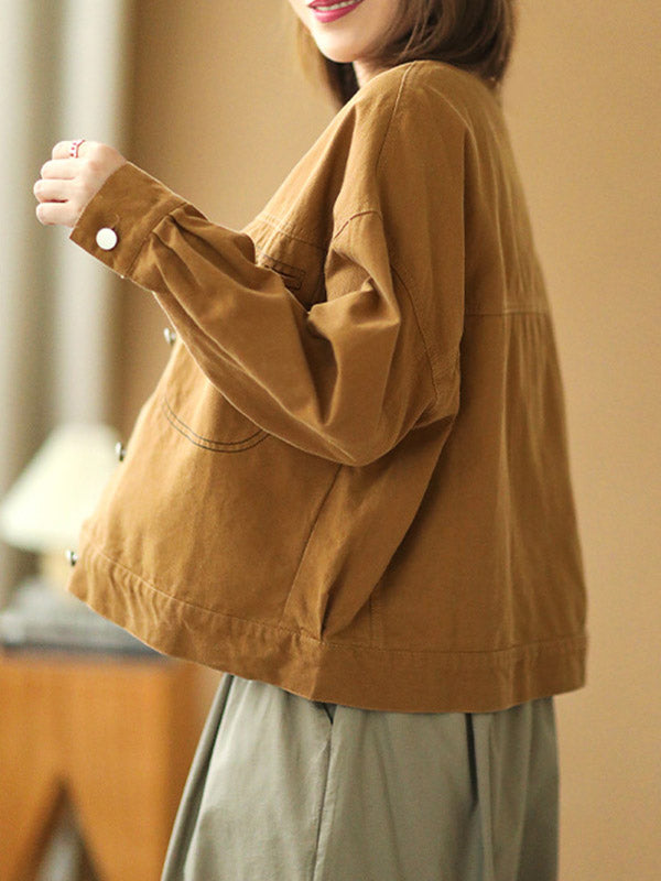 Urban Solid Color Lapel Single Breasted Jacket