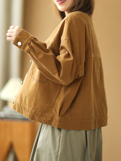Urban Solid Color Lapel Single Breasted Jacket